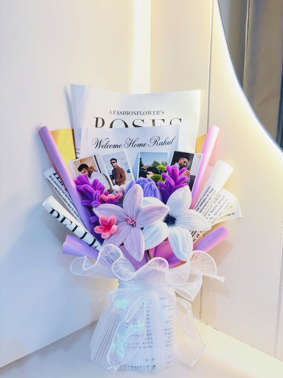 📸 Customized Photo & Pipe Cleaner Flower Bouquet 💐